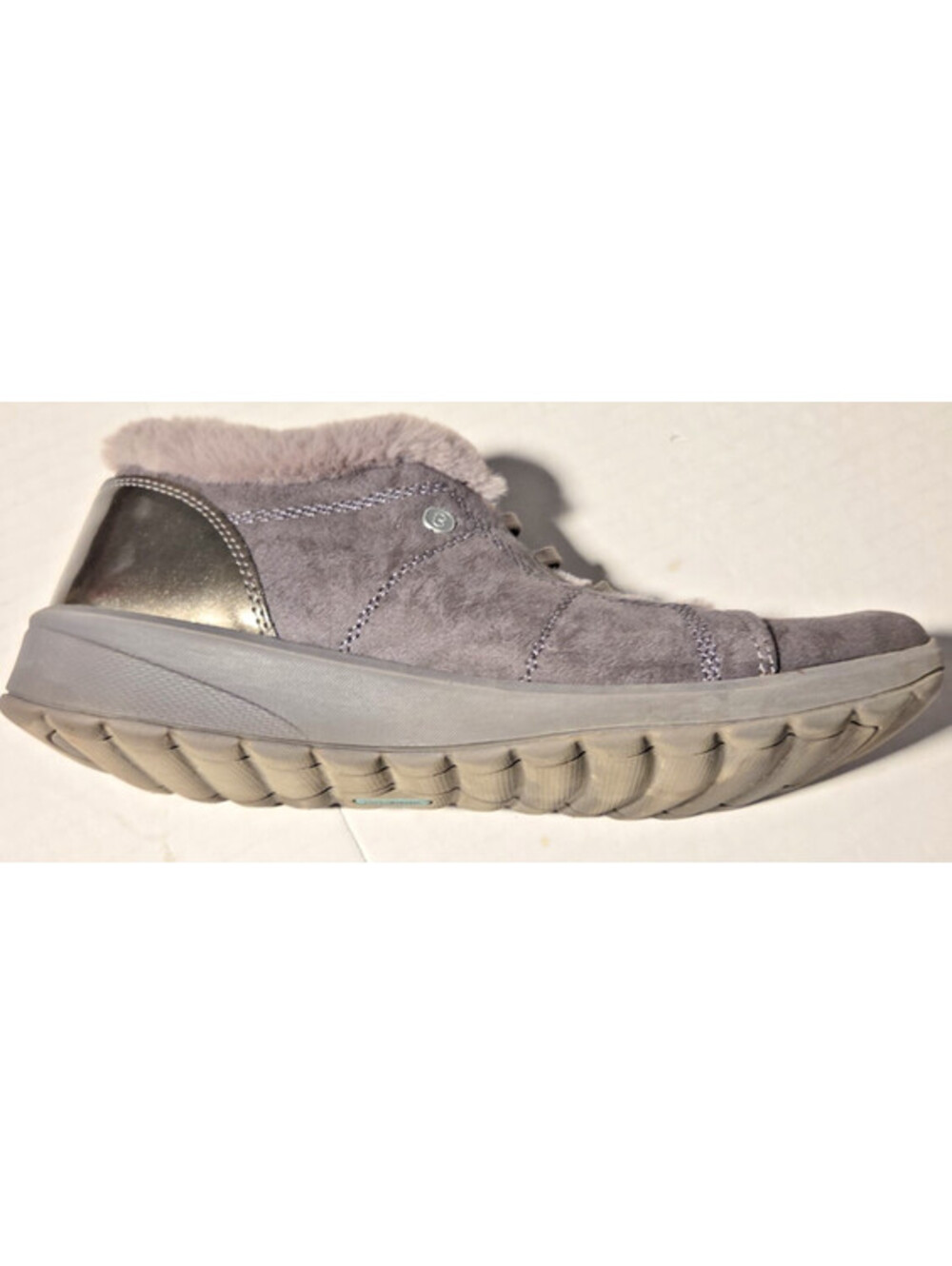 Bzees Golden Shoes Womens 10W Gray Faux Fur Slip On Comfort Booties Wide